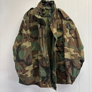 Vintage‎ 80s BDU Army Military Winter Gorpcore Camo Jacket Size 41-45 Rugged